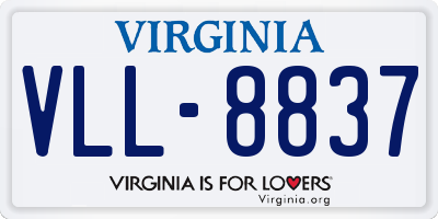 VA license plate VLL8837