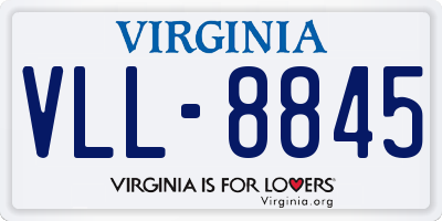 VA license plate VLL8845