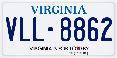 VA license plate VLL8862