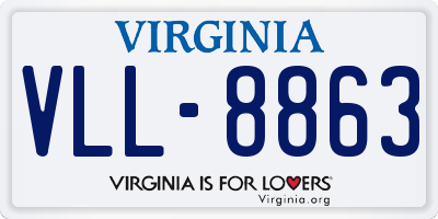 VA license plate VLL8863