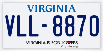 VA license plate VLL8870