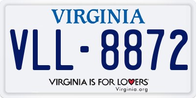 VA license plate VLL8872