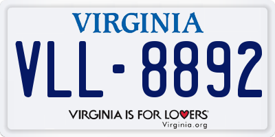 VA license plate VLL8892