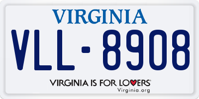 VA license plate VLL8908