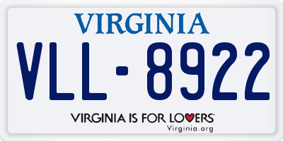 VA license plate VLL8922