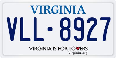 VA license plate VLL8927