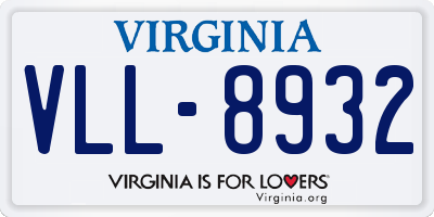 VA license plate VLL8932