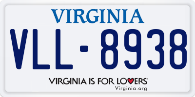 VA license plate VLL8938