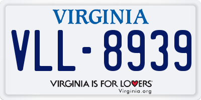 VA license plate VLL8939