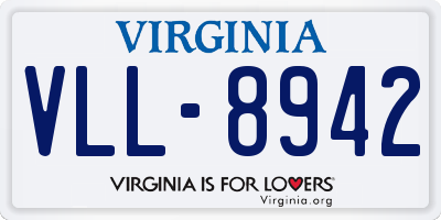 VA license plate VLL8942