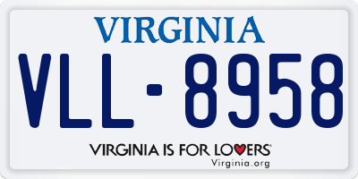 VA license plate VLL8958