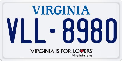 VA license plate VLL8980