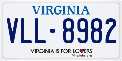 VA license plate VLL8982