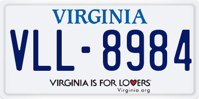 VA license plate VLL8984