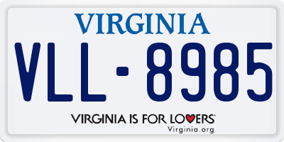 VA license plate VLL8985