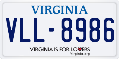 VA license plate VLL8986