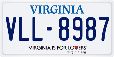 VA license plate VLL8987