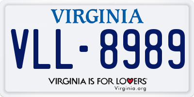 VA license plate VLL8989