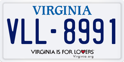 VA license plate VLL8991