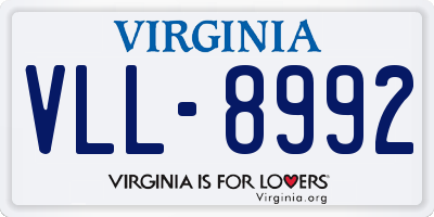 VA license plate VLL8992