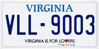 VA license plate VLL9003