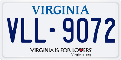 VA license plate VLL9072