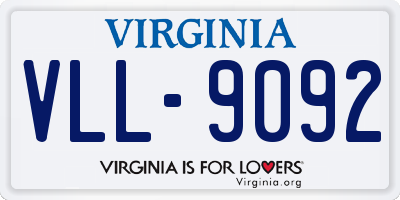 VA license plate VLL9092