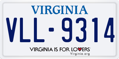 VA license plate VLL9314