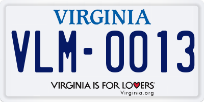 VA license plate VLM0013