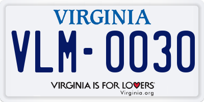 VA license plate VLM0030