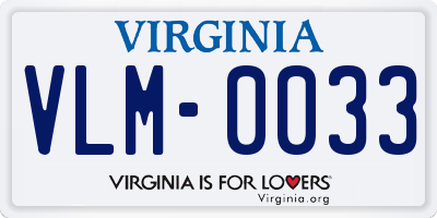 VA license plate VLM0033