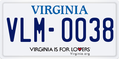 VA license plate VLM0038