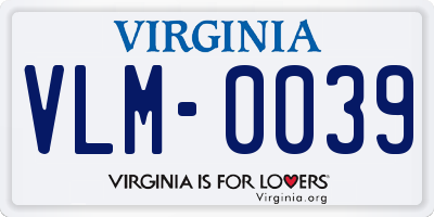 VA license plate VLM0039