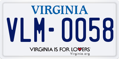 VA license plate VLM0058