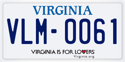 VA license plate VLM0061