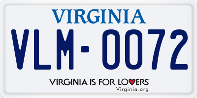 VA license plate VLM0072