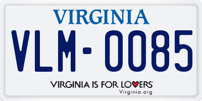 VA license plate VLM0085