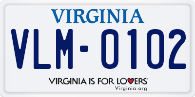 VA license plate VLM0102