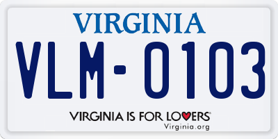 VA license plate VLM0103