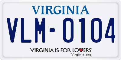 VA license plate VLM0104