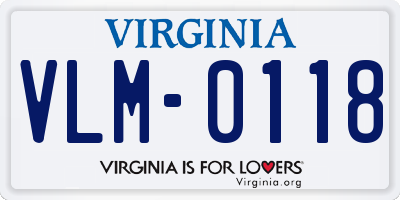 VA license plate VLM0118