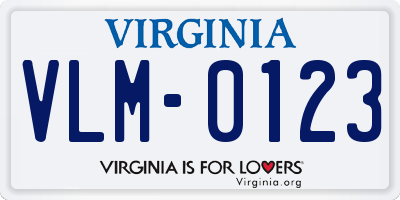 VA license plate VLM0123