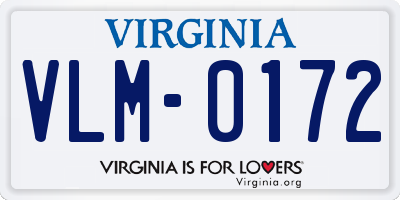 VA license plate VLM0172