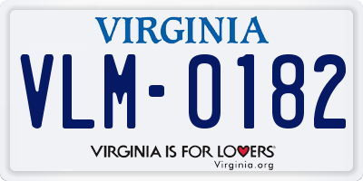 VA license plate VLM0182