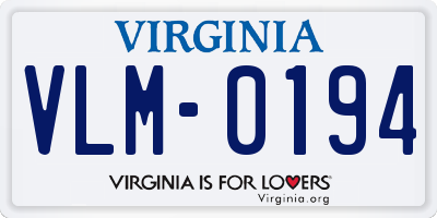 VA license plate VLM0194