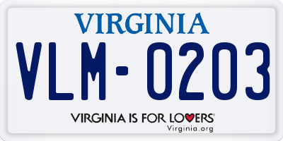 VA license plate VLM0203