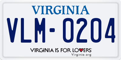 VA license plate VLM0204