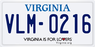 VA license plate VLM0216