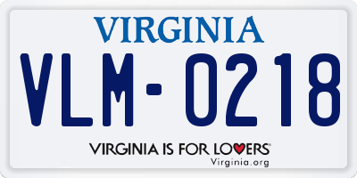 VA license plate VLM0218