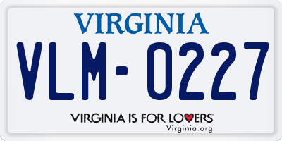 VA license plate VLM0227